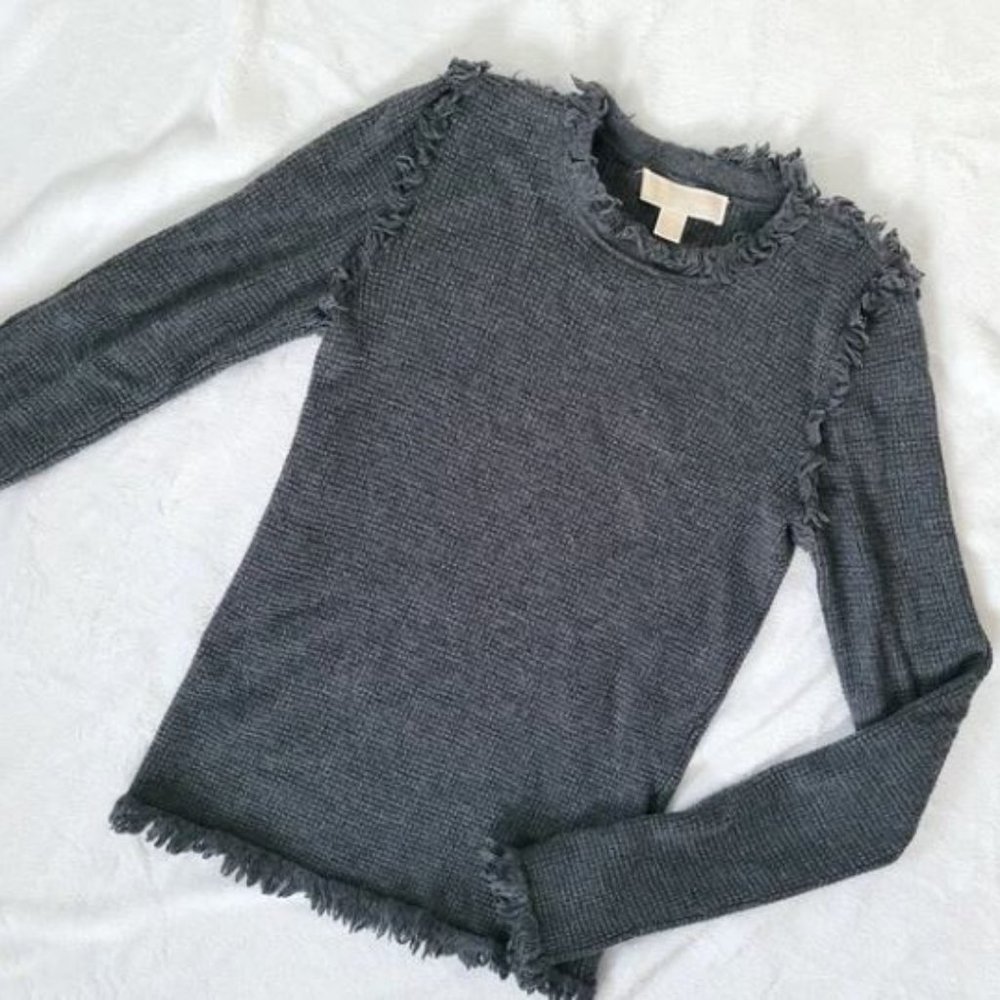 MICHAEL KORS Fringe Merino Wool Sweater